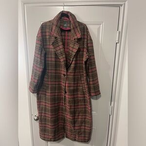 Wild Fable Black and Pink Trench Coat with Notched Lapel